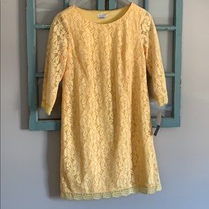 Yellow lace lined cocktail dress